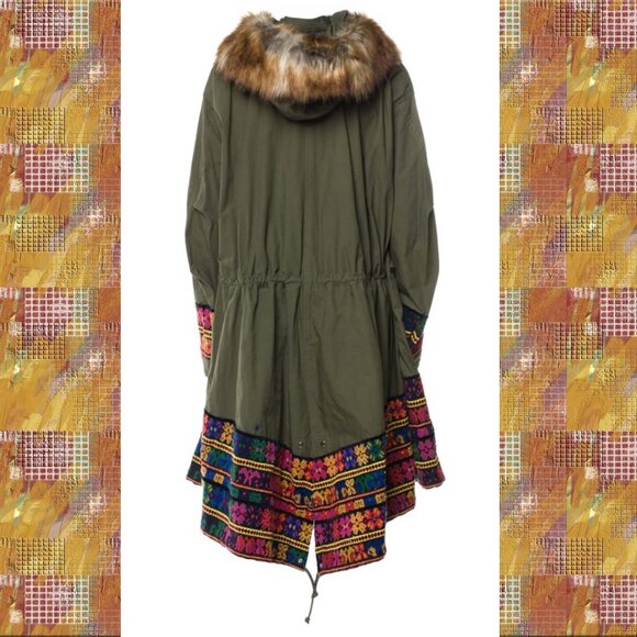 NEW! size L SACAI Green Embroidered Parka Coat - Picture 4 of 16